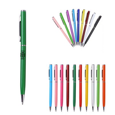 Sleek Flat-Top Metal Ballpoint Pen