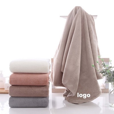 Solid Color Coral Fleece Bath Towel