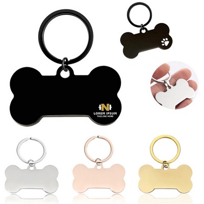 Bone Shape Dog Tag Keychain