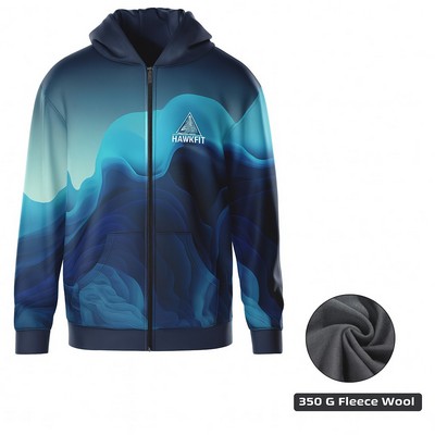 Unisex Sublimation 350G Fleece Full Zip Hoodie - Economy