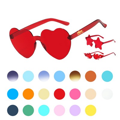Heart Fire Star Shaped Rimless Tinted Sunglasses UV400