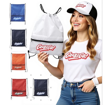Grab & Go Draw String Zipper Pocket 210D Polyester