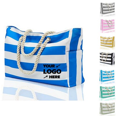 Striped Beach Tote Bag