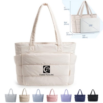 Lightweight 15.6" Padded Quilted Laptop Sleeve Puffy Tote Bag Or Puffer Bag Or Handbag