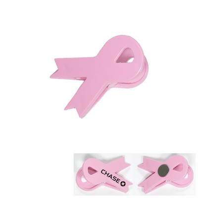 Jumbo Size Pink Ribbon Magnetic Memo Clip with Strong Grip