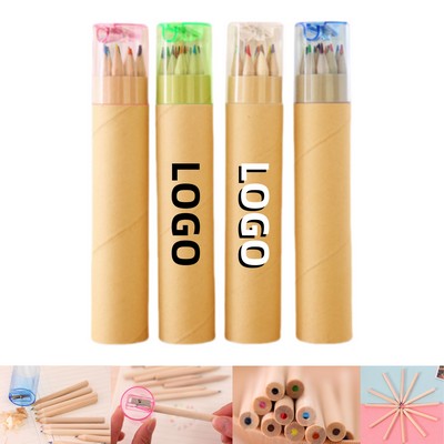 12 Color Colored Pencil Set With Sharpener Caps
