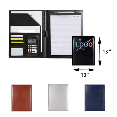 Solar Calculator A4 Leather Office Portfolio Organizer