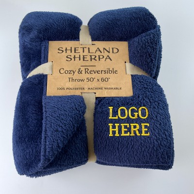 Embroided Shetland Sherpa Blanket