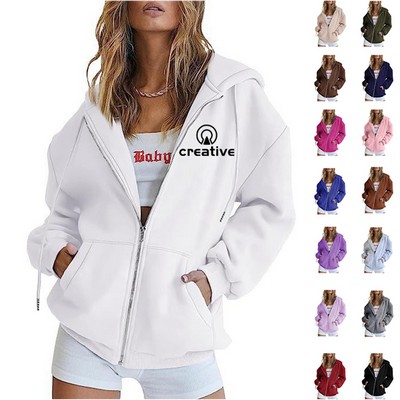 Zip Up Hoodie Women Oversized