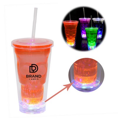 Halloween Glowing Skull Straw Cup