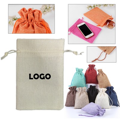 Natural Linen Drawstring Storage Pouches