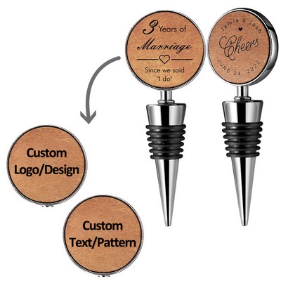 Wooden Engraved Wine Cork Bottle Stopper Handmade Gifts