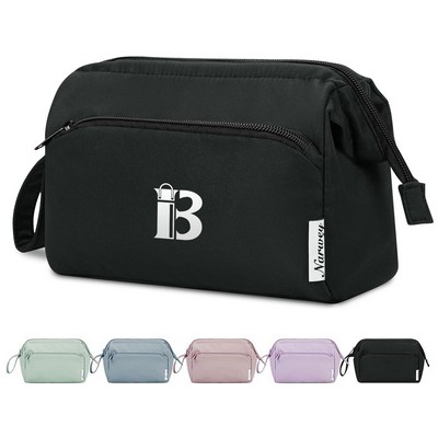 Large Capacity Wide Open Oxford Zipper Cosmetic Bag