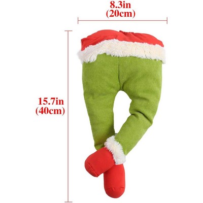 Christmas Holiday Decoration Grinch Green Elf Leg Tree Ornament Elf Leg Decor