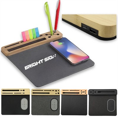Bamboo Wireless Charging Desk Mat
