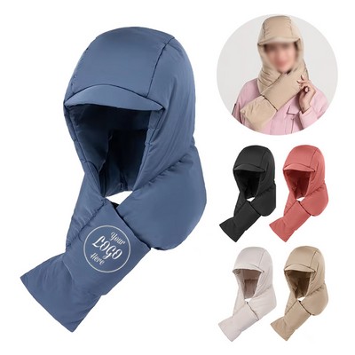 Hooded Scarf Windproof Warm Pullover Hat