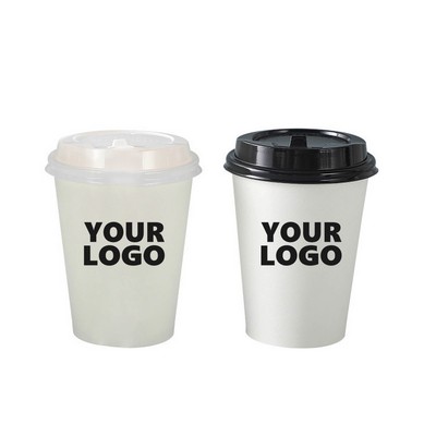 12 Oz Disposable Paper Coffee Cup With Lids