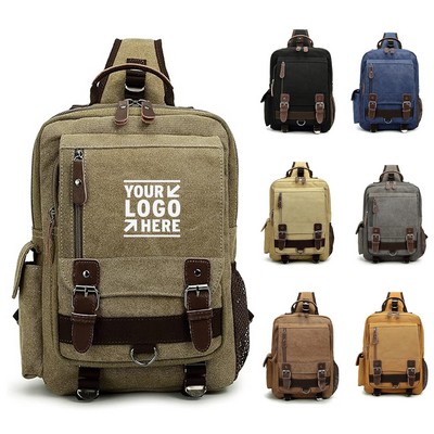 Men Women Canvas Messenger Backpack Sling Cross Body Shoulder Bag