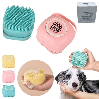 Pet Silicone Bath Brush With Shampoo Reservoir