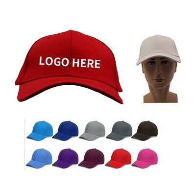Personalized 6-Panel Stiff-Brimmed Baseball Caps with Metal Snap Buckle