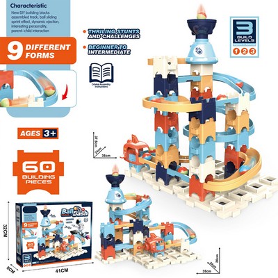 60 Pcs Interactive Marble Run Stem Track Space Building Set