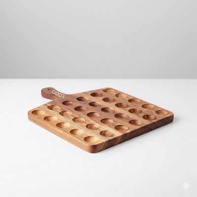 Acacia Wood Double Sided Deviled Egg Serving Tray Reversible Cutting Board Cheese Fruit Platter