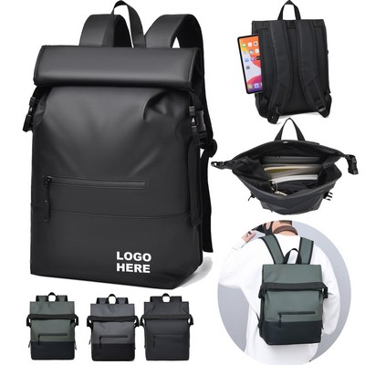 Custom Stylish School Daypack Rolltop Waterproof Backpack