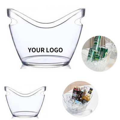 Clear Acrylic Cooler Ice Bucket With Cut Out Handles