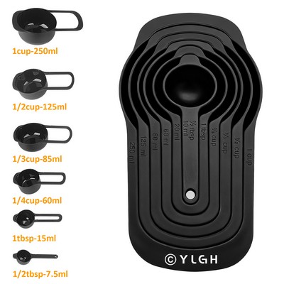 6 Pieces Plastic Measuring Cups Spoons