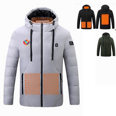 USB Heated Hooded Jacket - 4 Heating Zones