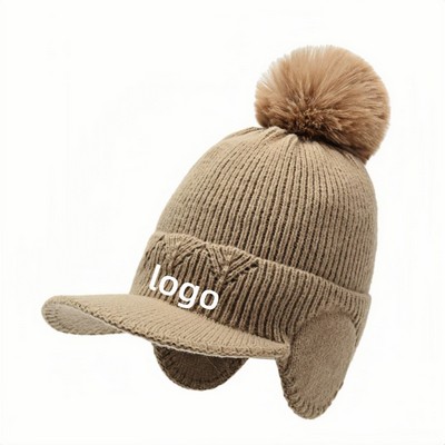 Women's Fleece Lined Knit Balaclava Hat with Ear Coverage for Winter Riding