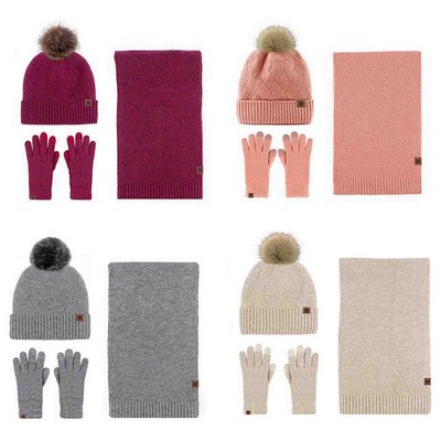 Beanie Scarf Gloves Set