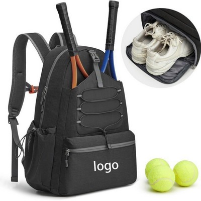 Large Tennis Racket Bag with Shoe & 4 Racket Compartments