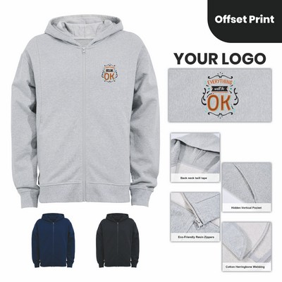 Personalized Cotton Unisex Full Zipper Hoodie