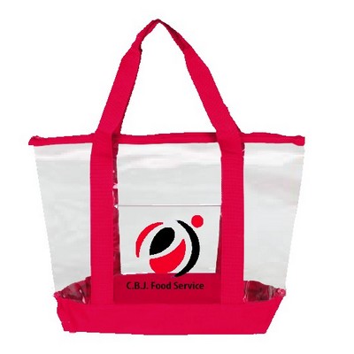 CLEAR Zipper Boat Tote with Front Pocket