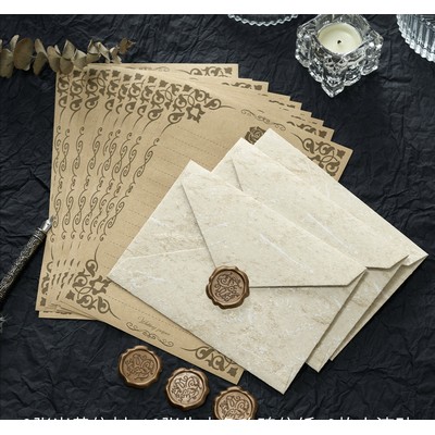 Gilded Stationery and Envelope Set Embossed Texture Hand-written Love Letters Valentine's Gift