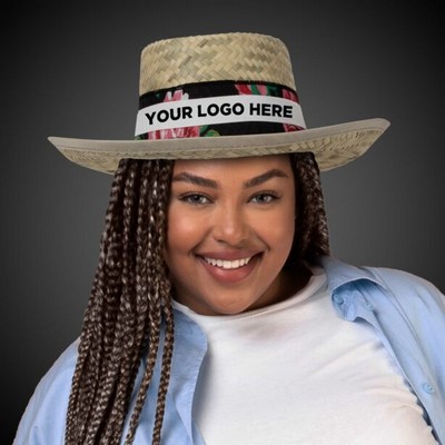 Straw Gambler Hat(white band)