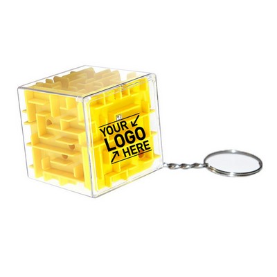 Mini Plastic 3d Cube Maze Puzzle Keychain