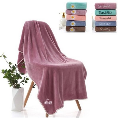 Coral Velvet Pure Color Soft Customed Beach And Bath Towel