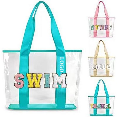 Water-Resistant PVC Embroidered Tote