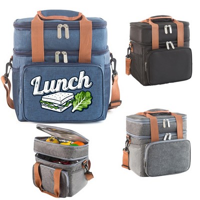 Zippered Double-Layer Lunch Bag