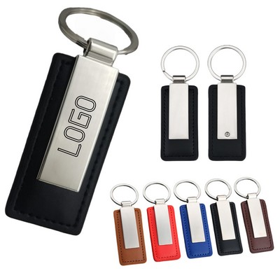Rectangular Leather Keychain