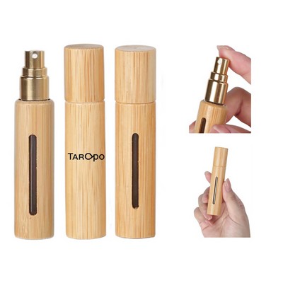 1/3 Oz Spray Refillable Bottle W/ Windowed Bamboo Shell