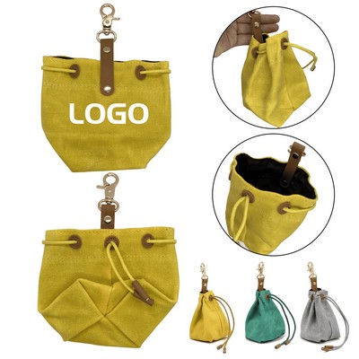Durable Drawstring Canvas Pet Treat Bag With Clasp And Custom Logo