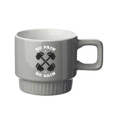 10 oz. Ridged Super Stacker Ceramic Mug (2 Color Imprint)