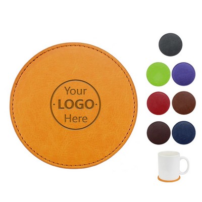 Debossed PU Leather Coaster