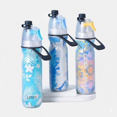 Portable Dual-Layer Insulated Mist Spray Bottle 2-in-1 Outdoor Sports Water Flask with Cooling Mist