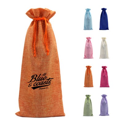 Natural Burlap Fabric Wine Bag