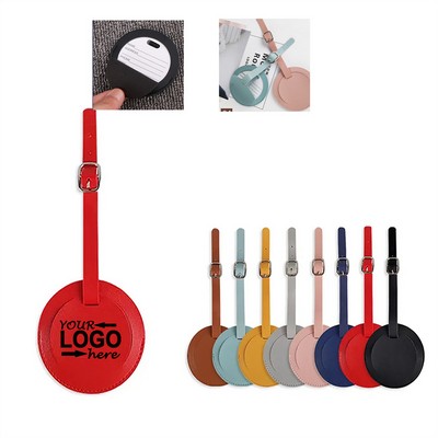 Round Pu Leather Luggage Tag