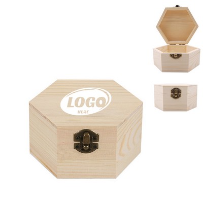 Hexagon Unpainted Wooden Jewelry Box
